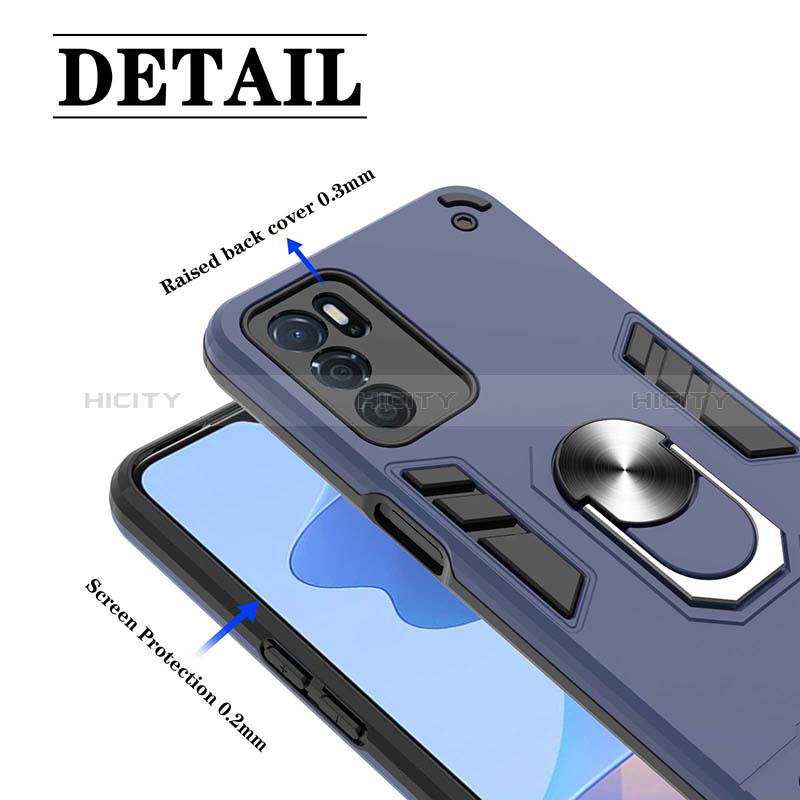 Funda Bumper Silicona y Plastico Mate Carcasa con Magnetico Anillo de dedo Soporte Y01B para Oppo A16