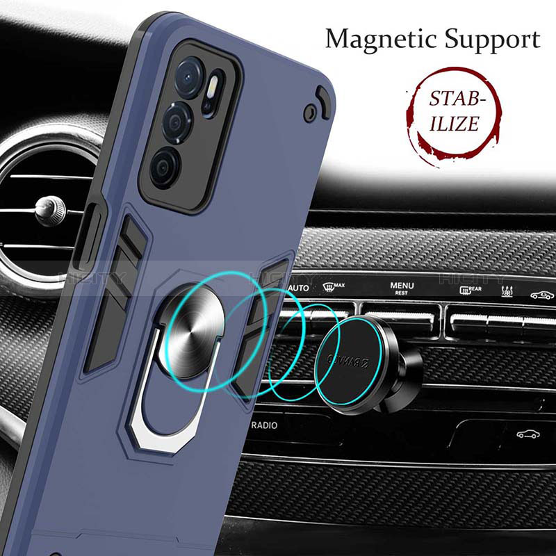 Funda Bumper Silicona y Plastico Mate Carcasa con Magnetico Anillo de dedo Soporte Y01B para Oppo A16