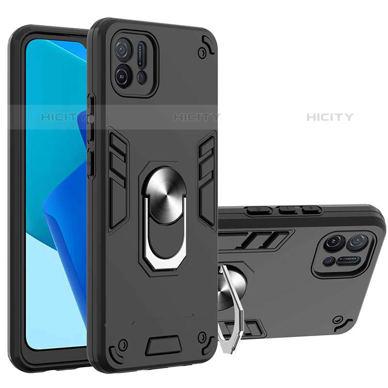 Funda Bumper Silicona y Plastico Mate Carcasa con Magnetico Anillo de dedo Soporte Y01B para Oppo A16e