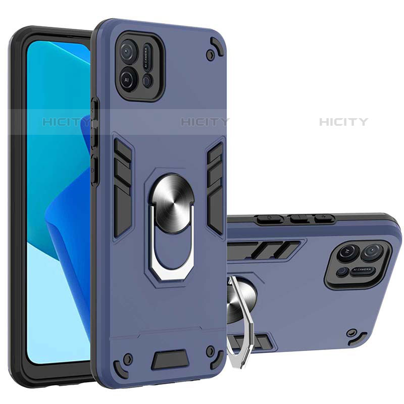 Funda Bumper Silicona y Plastico Mate Carcasa con Magnetico Anillo de dedo Soporte Y01B para Oppo A16e