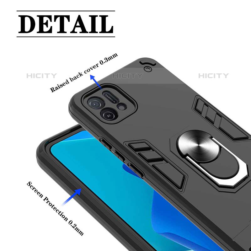 Funda Bumper Silicona y Plastico Mate Carcasa con Magnetico Anillo de dedo Soporte Y01B para Oppo A16e