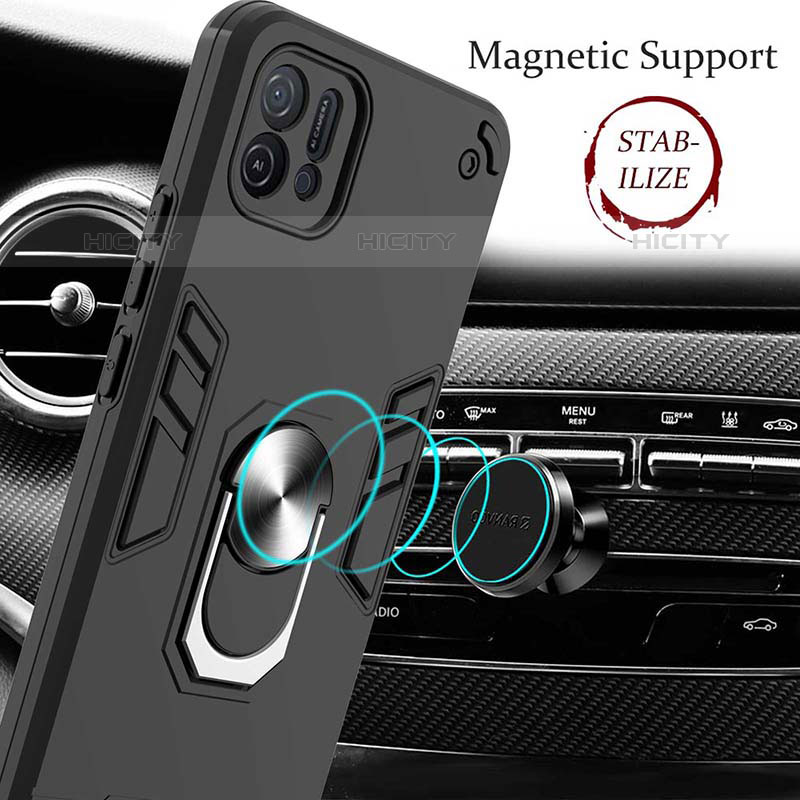 Funda Bumper Silicona y Plastico Mate Carcasa con Magnetico Anillo de dedo Soporte Y01B para Oppo A16e