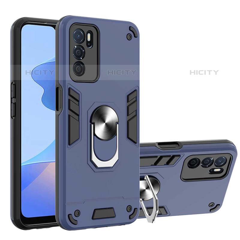 Funda Bumper Silicona y Plastico Mate Carcasa con Magnetico Anillo de dedo Soporte Y01B para Oppo A16s