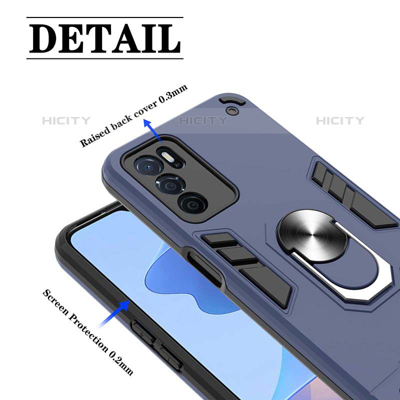 Funda Bumper Silicona y Plastico Mate Carcasa con Magnetico Anillo de dedo Soporte Y01B para Oppo A16s