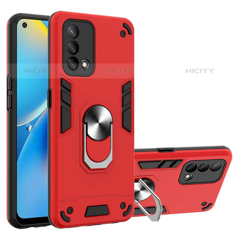 Funda Bumper Silicona y Plastico Mate Carcasa con Magnetico Anillo de dedo Soporte Y01B para Oppo A74 4G