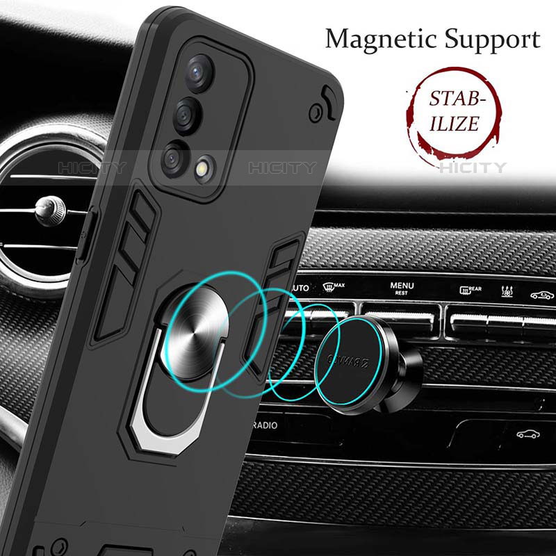 Funda Bumper Silicona y Plastico Mate Carcasa con Magnetico Anillo de dedo Soporte Y01B para Oppo A74 4G