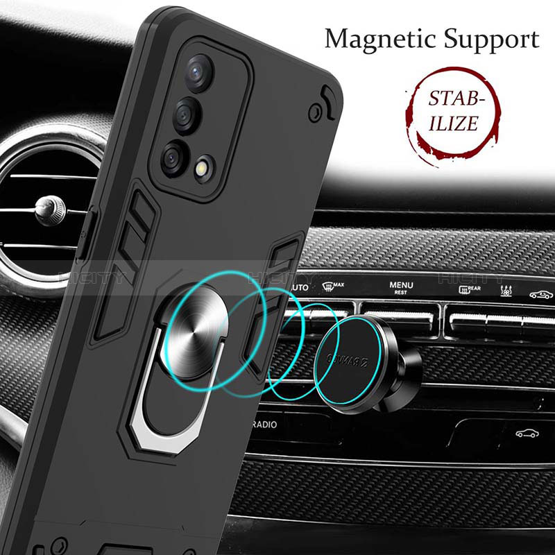 Funda Bumper Silicona y Plastico Mate Carcasa con Magnetico Anillo de dedo Soporte Y01B para Oppo F19s