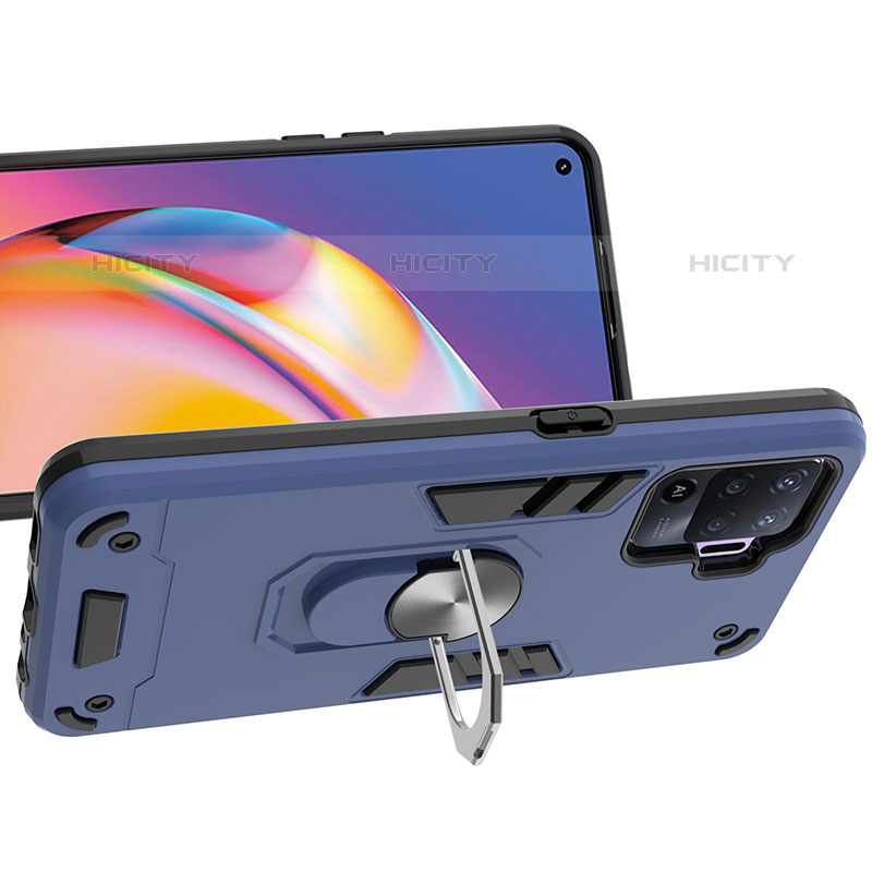 Funda Bumper Silicona y Plastico Mate Carcasa con Magnetico Anillo de dedo Soporte Y01B para Oppo Reno5 F