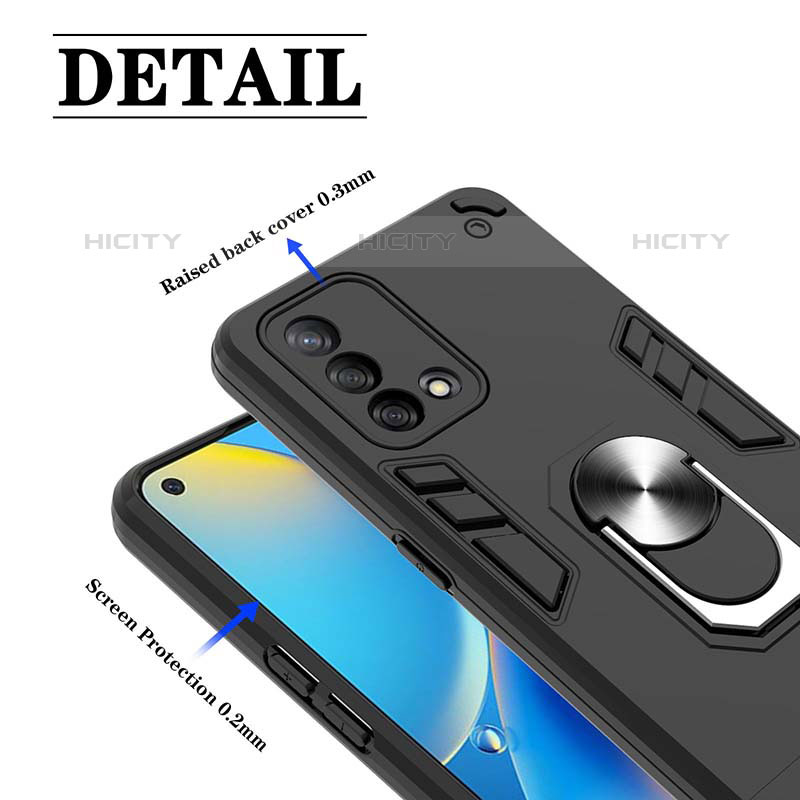 Funda Bumper Silicona y Plastico Mate Carcasa con Magnetico Anillo de dedo Soporte Y01B para Oppo Reno6 Lite