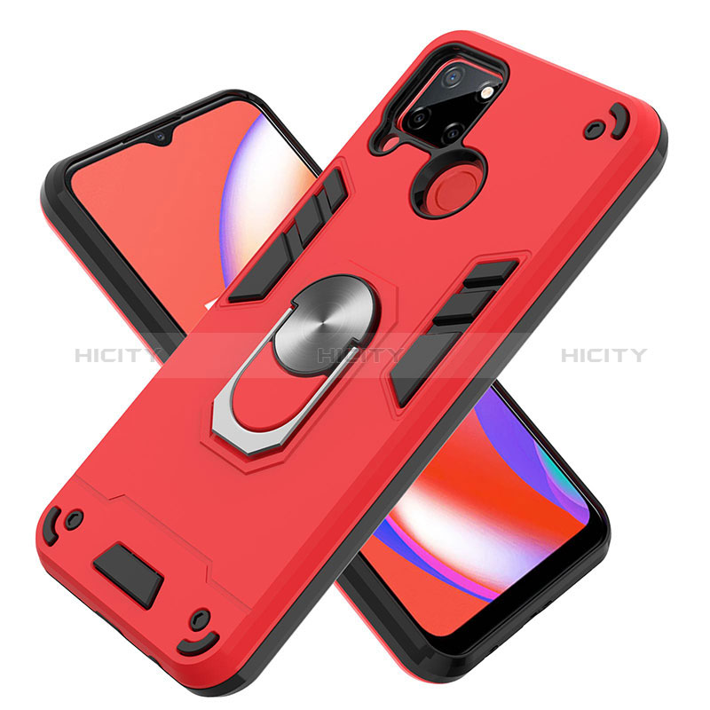 Funda Bumper Silicona y Plastico Mate Carcasa con Magnetico Anillo de dedo Soporte Y01B para Realme 7i RMX2193