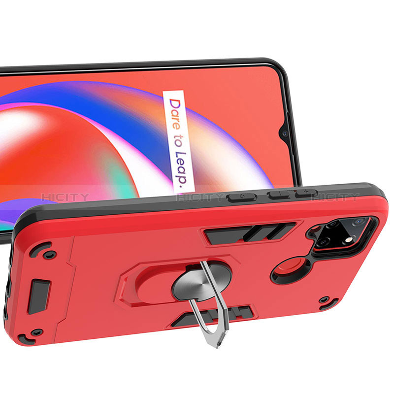 Funda Bumper Silicona y Plastico Mate Carcasa con Magnetico Anillo de dedo Soporte Y01B para Realme 7i RMX2193