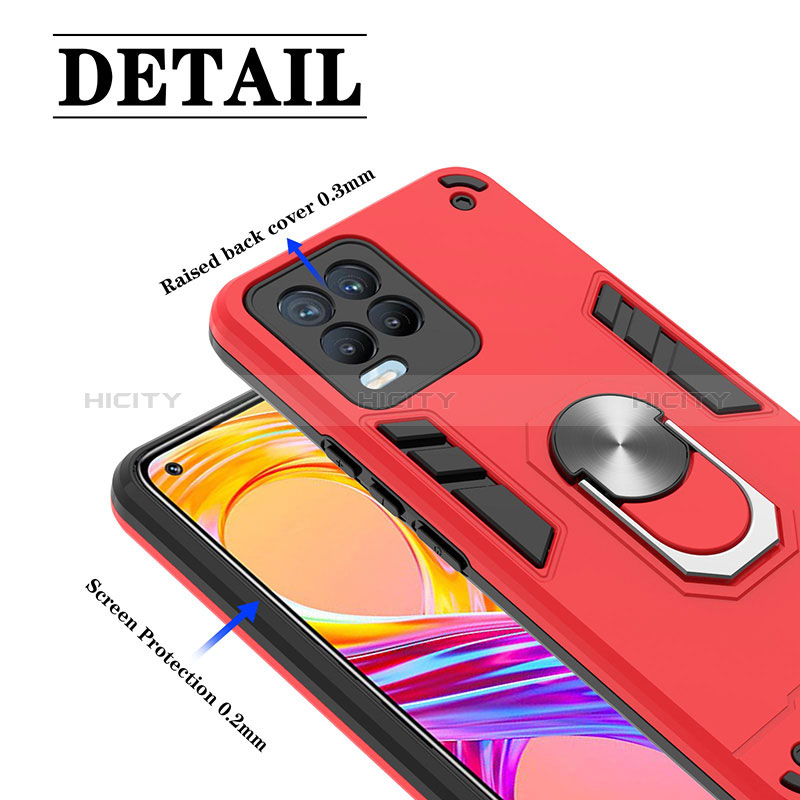 Funda Bumper Silicona y Plastico Mate Carcasa con Magnetico Anillo de dedo Soporte Y01B para Realme 8 4G