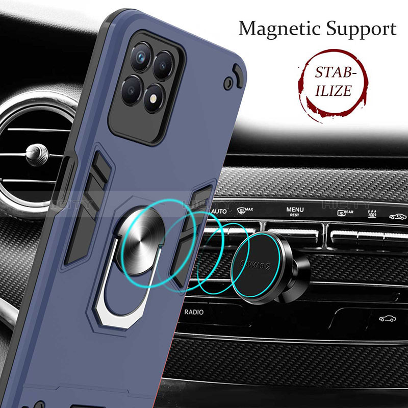 Funda Bumper Silicona y Plastico Mate Carcasa con Magnetico Anillo de dedo Soporte Y01B para Realme 8i