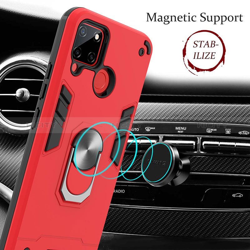 Funda Bumper Silicona y Plastico Mate Carcasa con Magnetico Anillo de dedo Soporte Y01B para Realme C12