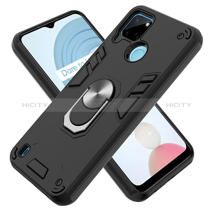 Funda Bumper Silicona y Plastico Mate Carcasa con Magnetico Anillo de dedo Soporte Y01B para Realme C21Y