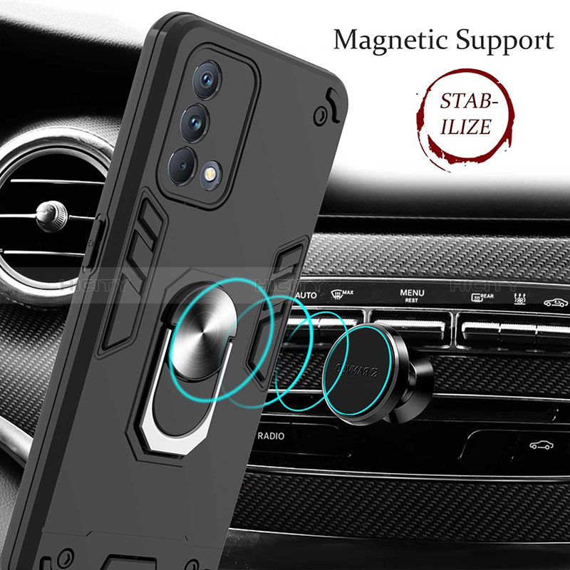 Funda Bumper Silicona y Plastico Mate Carcasa con Magnetico Anillo de dedo Soporte Y01B para Realme GT Master 5G