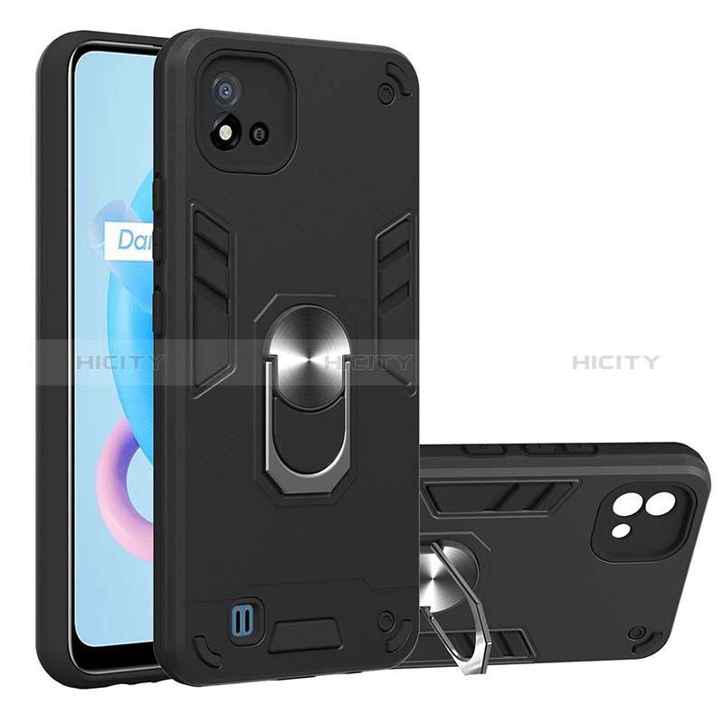 Funda Bumper Silicona y Plastico Mate Carcasa con Magnetico Anillo de dedo Soporte Y01B para Realme Narzo 50i