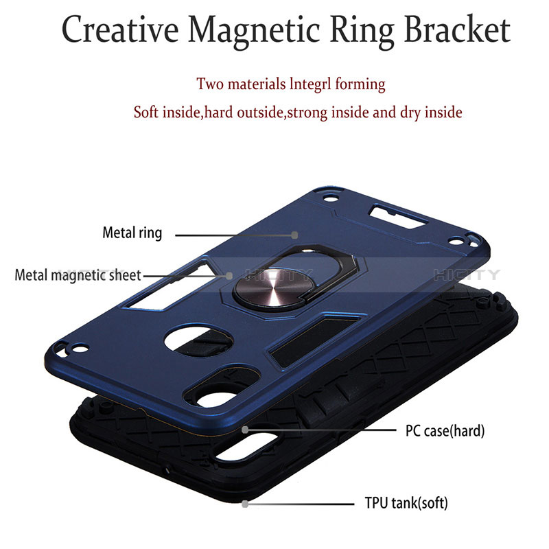Funda Bumper Silicona y Plastico Mate Carcasa con Magnetico Anillo de dedo Soporte Y01B para Samsung Galaxy A10s