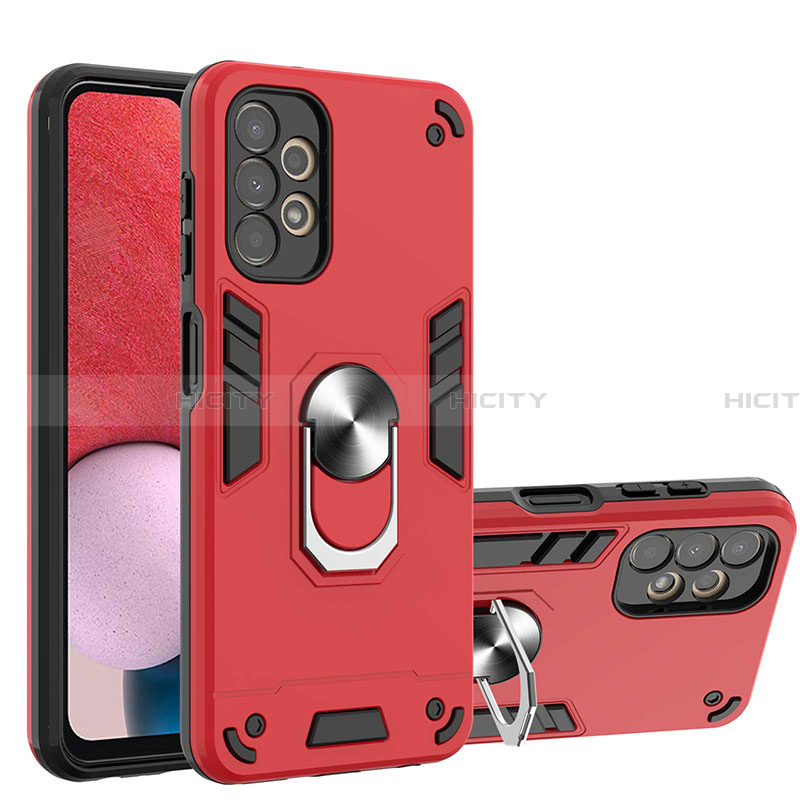 Funda Bumper Silicona y Plastico Mate Carcasa con Magnetico Anillo de dedo Soporte Y01B para Samsung Galaxy A13 4G