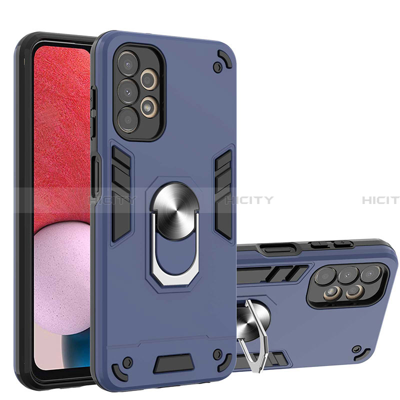 Funda Bumper Silicona y Plastico Mate Carcasa con Magnetico Anillo de dedo Soporte Y01B para Samsung Galaxy A13 4G