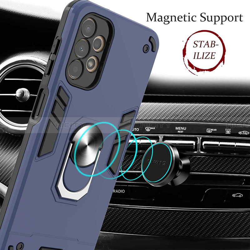 Funda Bumper Silicona y Plastico Mate Carcasa con Magnetico Anillo de dedo Soporte Y01B para Samsung Galaxy A13 4G