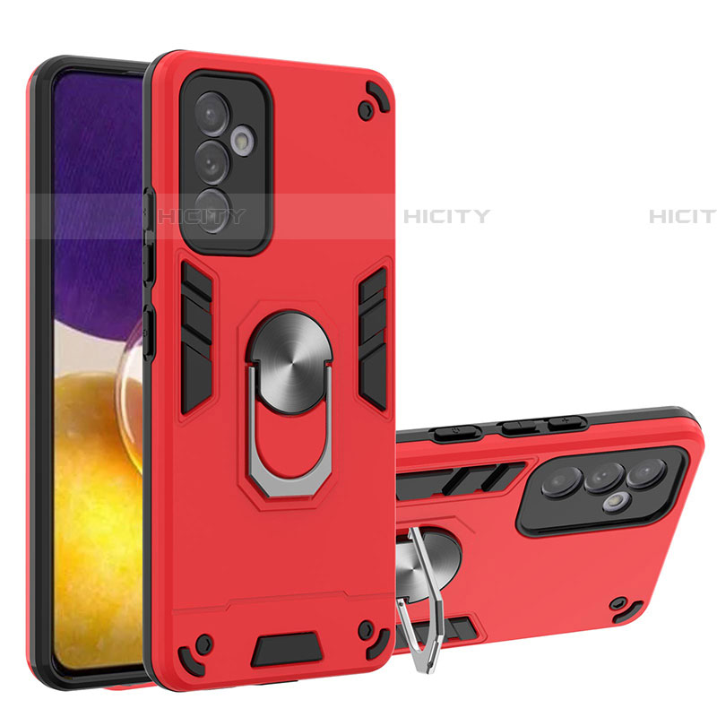 Funda Bumper Silicona y Plastico Mate Carcasa con Magnetico Anillo de dedo Soporte Y01B para Samsung Galaxy A24 4G Rojo