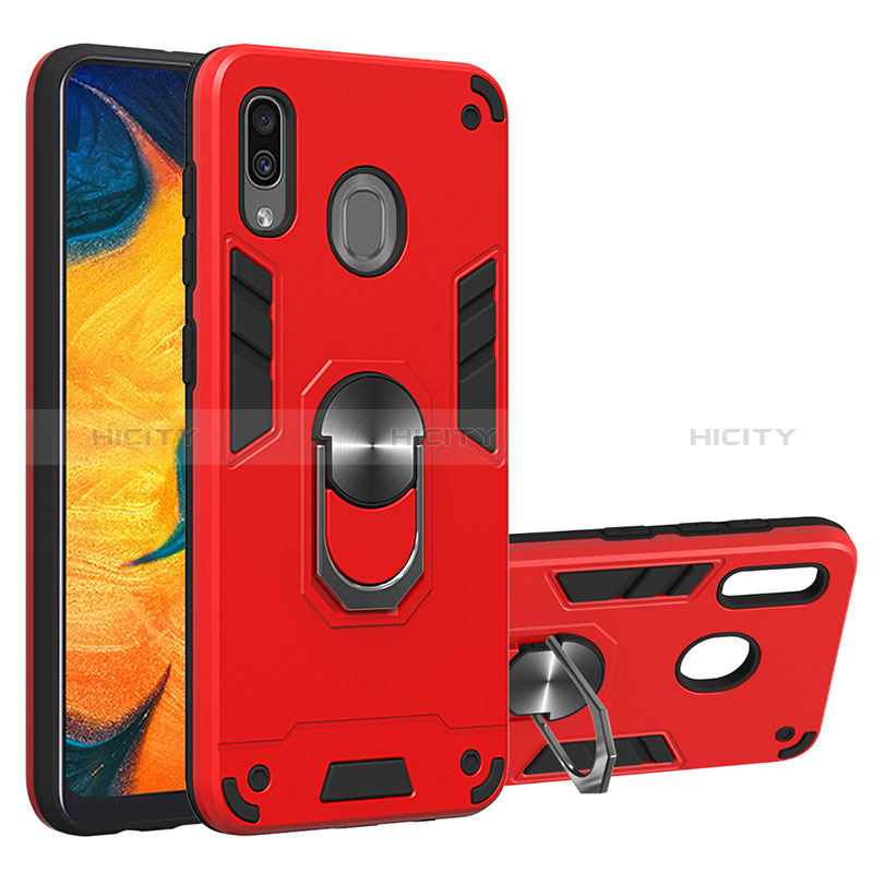 Funda Bumper Silicona y Plastico Mate Carcasa con Magnetico Anillo de dedo Soporte Y01B para Samsung Galaxy A30