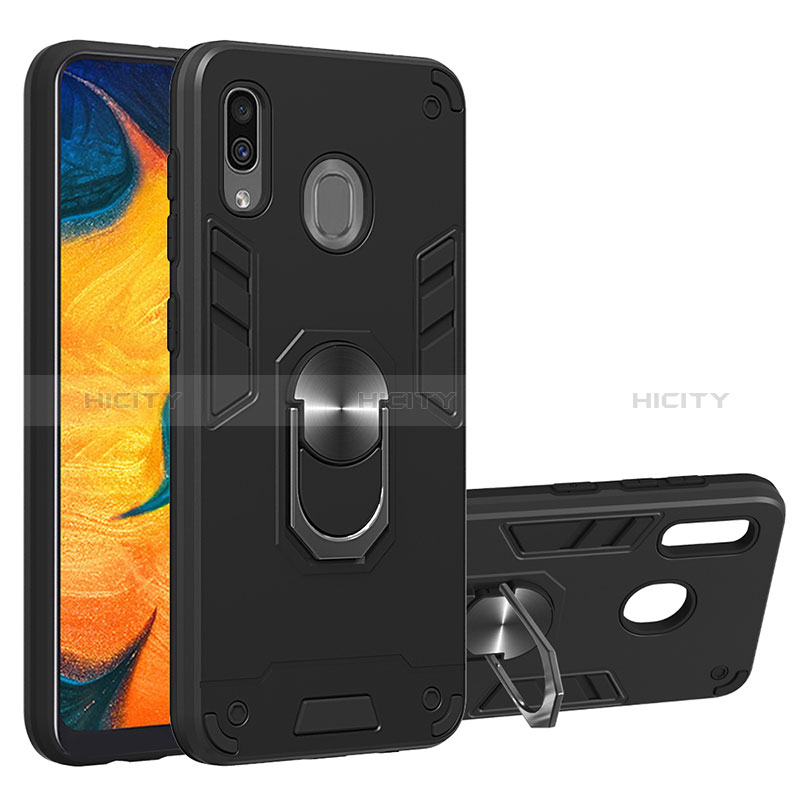 Funda Bumper Silicona y Plastico Mate Carcasa con Magnetico Anillo de dedo Soporte Y01B para Samsung Galaxy A30