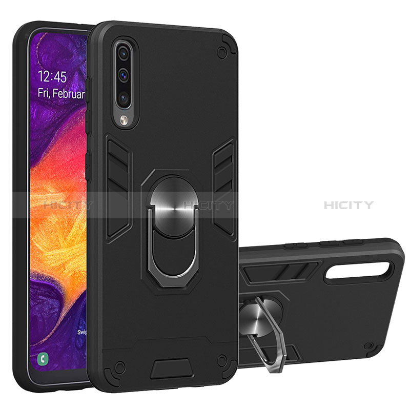 Funda Bumper Silicona y Plastico Mate Carcasa con Magnetico Anillo de dedo Soporte Y01B para Samsung Galaxy A30S