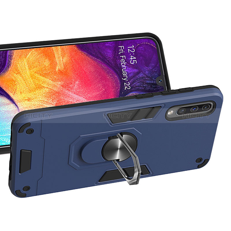 Funda Bumper Silicona y Plastico Mate Carcasa con Magnetico Anillo de dedo Soporte Y01B para Samsung Galaxy A30S