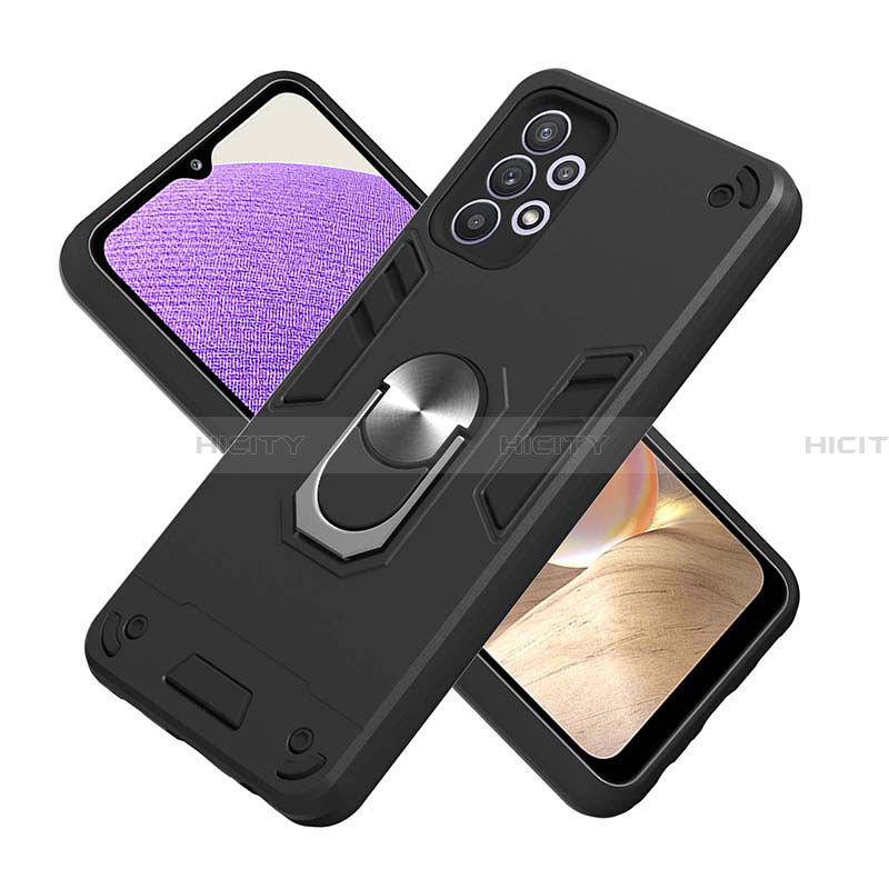 Funda Bumper Silicona y Plastico Mate Carcasa con Magnetico Anillo de dedo Soporte Y01B para Samsung Galaxy A32 4G