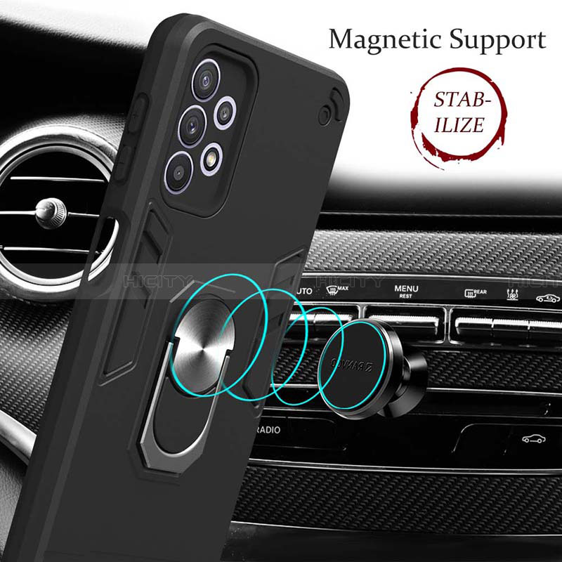 Funda Bumper Silicona y Plastico Mate Carcasa con Magnetico Anillo de dedo Soporte Y01B para Samsung Galaxy A32 5G