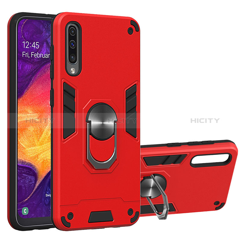 Funda Bumper Silicona y Plastico Mate Carcasa con Magnetico Anillo de dedo Soporte Y01B para Samsung Galaxy A50