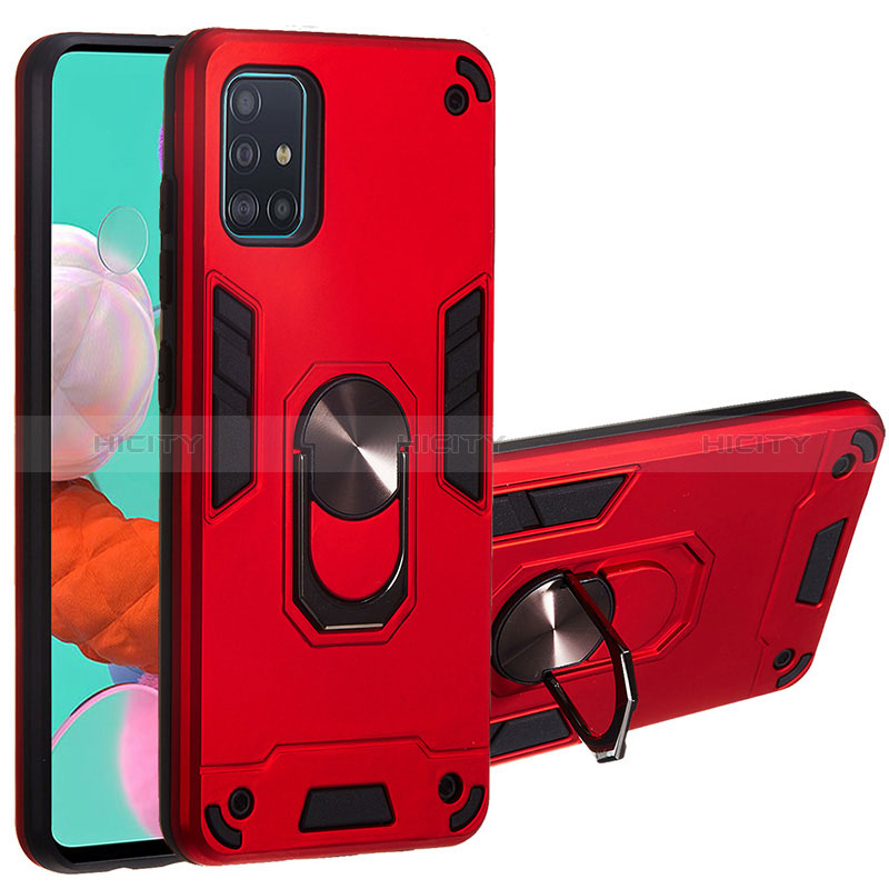 Funda Bumper Silicona y Plastico Mate Carcasa con Magnetico Anillo de dedo Soporte Y01B para Samsung Galaxy A51 4G