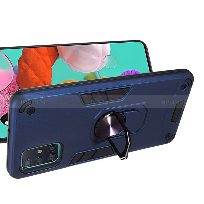 Funda Bumper Silicona y Plastico Mate Carcasa con Magnetico Anillo de dedo Soporte Y01B para Samsung Galaxy A51 4G