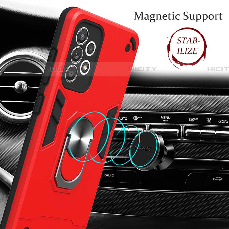 Funda Bumper Silicona y Plastico Mate Carcasa con Magnetico Anillo de dedo Soporte Y01B para Samsung Galaxy A52 5G