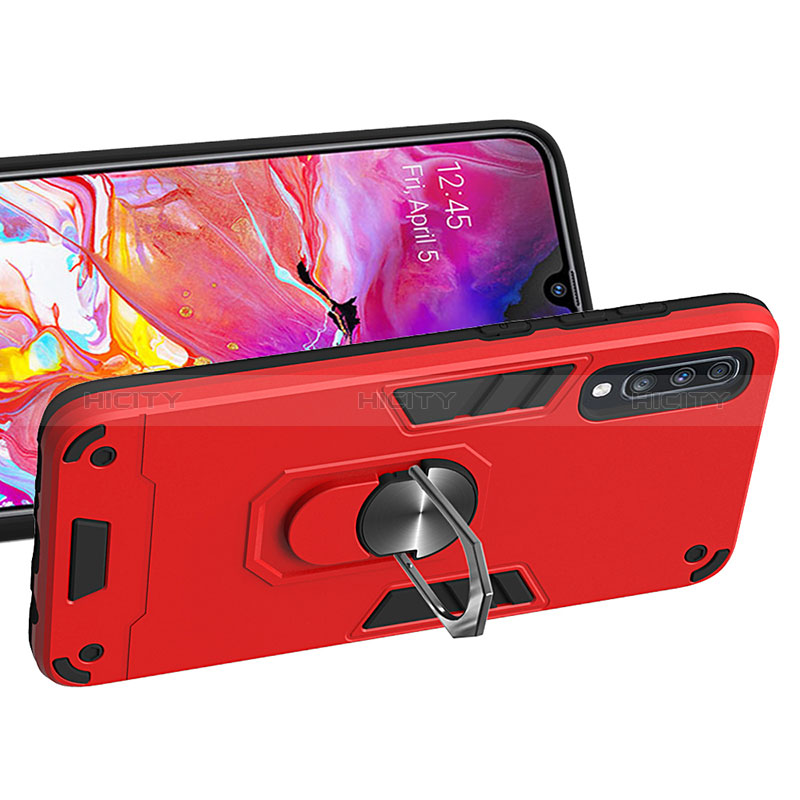 Funda Bumper Silicona y Plastico Mate Carcasa con Magnetico Anillo de dedo Soporte Y01B para Samsung Galaxy A70