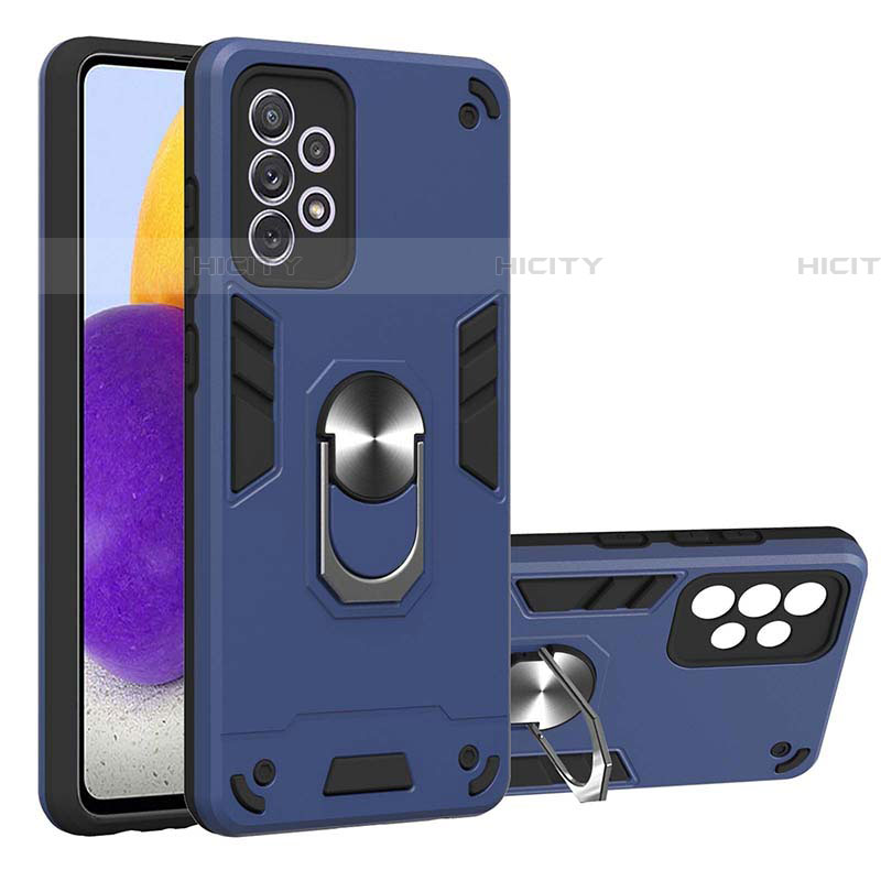 Funda Bumper Silicona y Plastico Mate Carcasa con Magnetico Anillo de dedo Soporte Y01B para Samsung Galaxy A72 4G