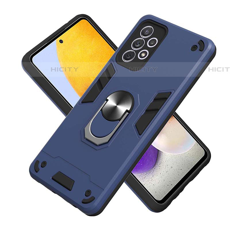 Funda Bumper Silicona y Plastico Mate Carcasa con Magnetico Anillo de dedo Soporte Y01B para Samsung Galaxy A72 4G