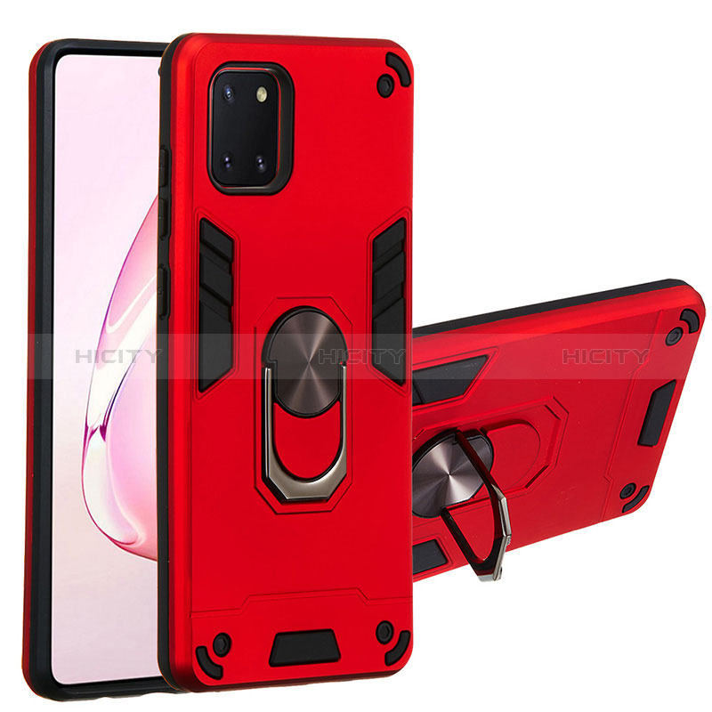 Funda Bumper Silicona y Plastico Mate Carcasa con Magnetico Anillo de dedo Soporte Y01B para Samsung Galaxy A81