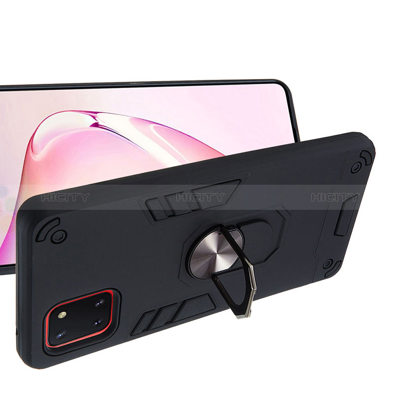 Funda Bumper Silicona y Plastico Mate Carcasa con Magnetico Anillo de dedo Soporte Y01B para Samsung Galaxy A81