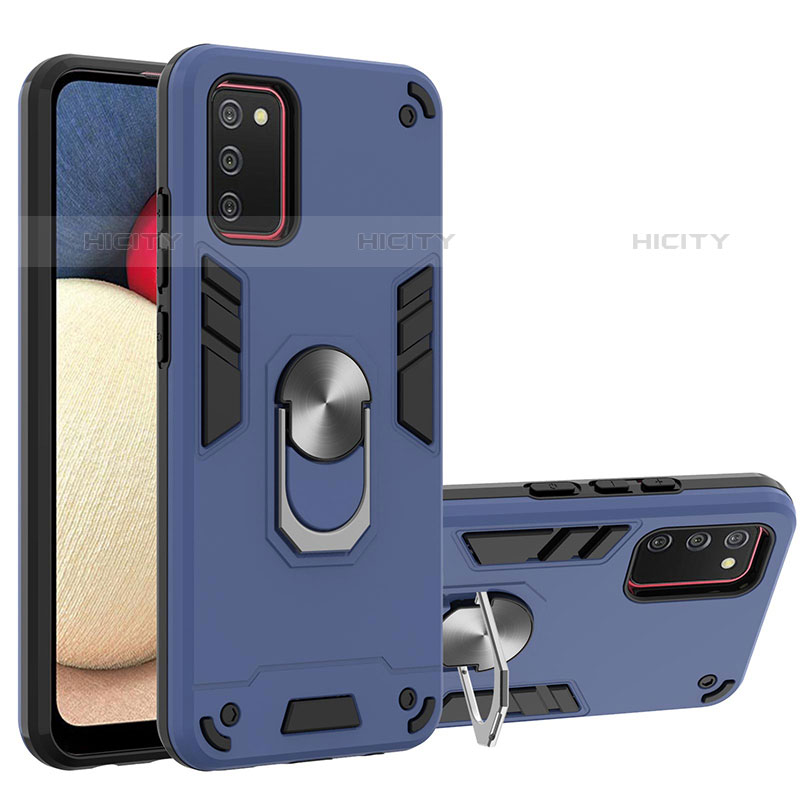 Funda Bumper Silicona y Plastico Mate Carcasa con Magnetico Anillo de dedo Soporte Y01B para Samsung Galaxy M02s