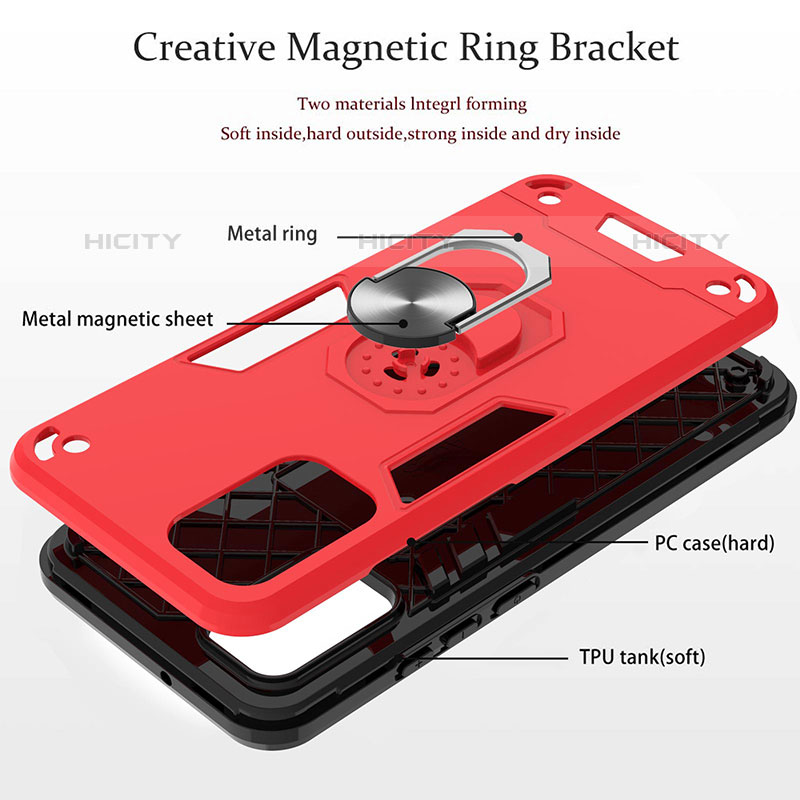 Funda Bumper Silicona y Plastico Mate Carcasa con Magnetico Anillo de dedo Soporte Y01B para Samsung Galaxy M02s