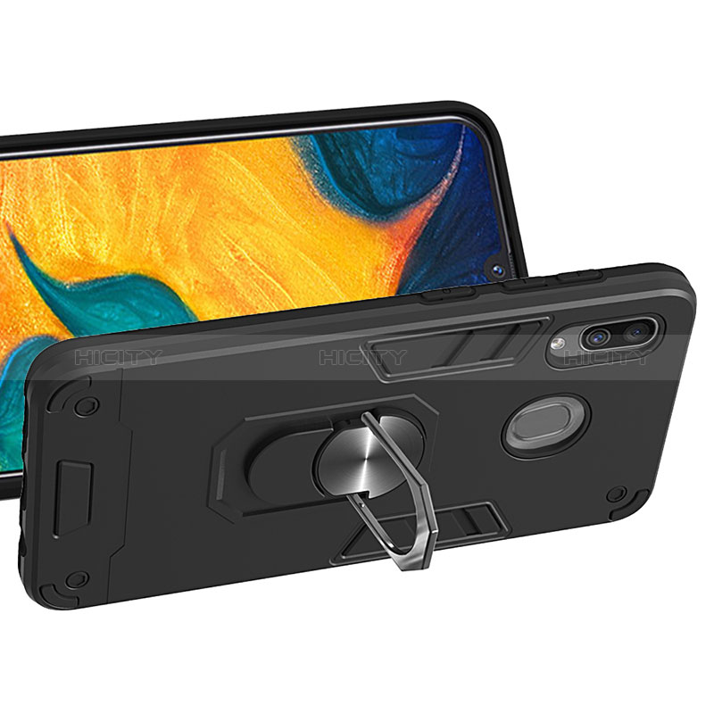 Funda Bumper Silicona y Plastico Mate Carcasa con Magnetico Anillo de dedo Soporte Y01B para Samsung Galaxy M10S