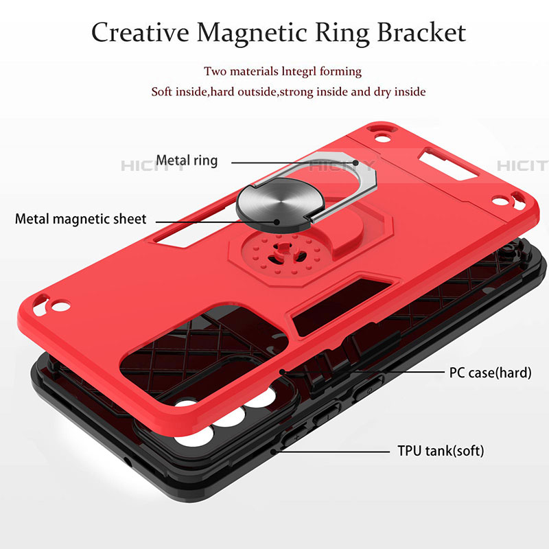 Funda Bumper Silicona y Plastico Mate Carcasa con Magnetico Anillo de dedo Soporte Y01B para Samsung Galaxy M14 5G