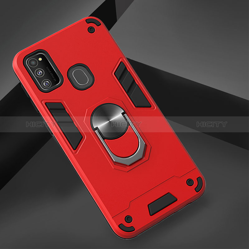 Funda Bumper Silicona y Plastico Mate Carcasa con Magnetico Anillo de dedo Soporte Y01B para Samsung Galaxy M21