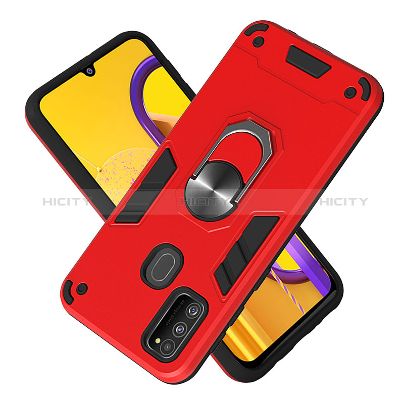 Funda Bumper Silicona y Plastico Mate Carcasa con Magnetico Anillo de dedo Soporte Y01B para Samsung Galaxy M30s