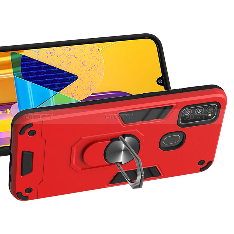 Funda Bumper Silicona y Plastico Mate Carcasa con Magnetico Anillo de dedo Soporte Y01B para Samsung Galaxy M30s