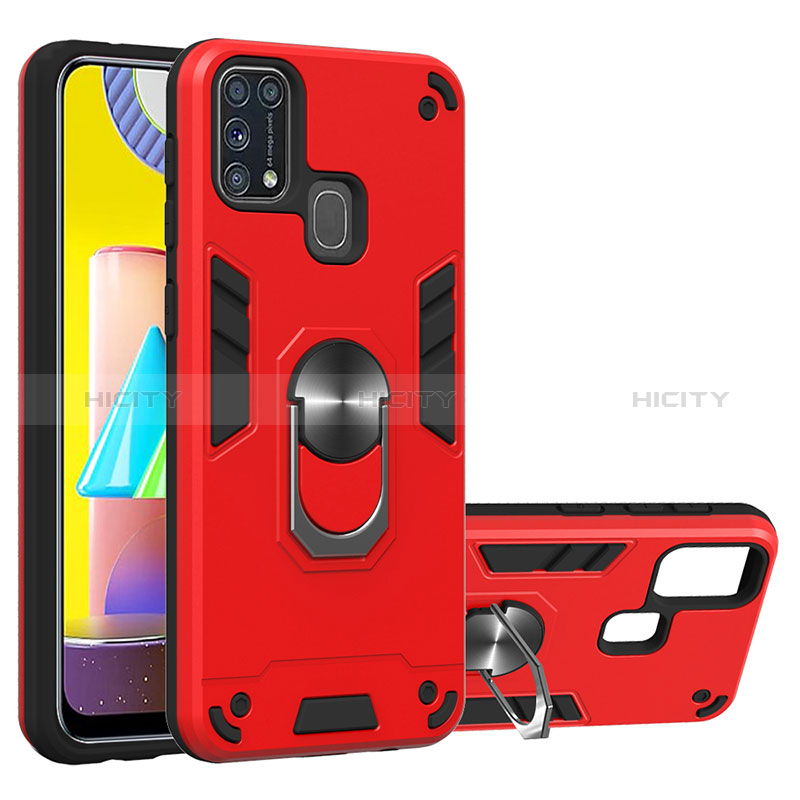 Funda Bumper Silicona y Plastico Mate Carcasa con Magnetico Anillo de dedo Soporte Y01B para Samsung Galaxy M31 Prime Edition