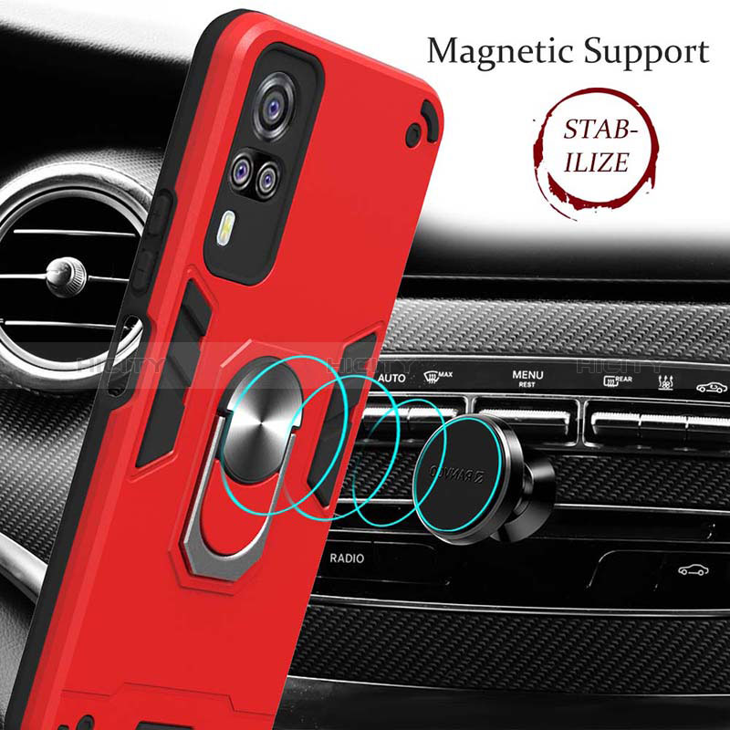 Funda Bumper Silicona y Plastico Mate Carcasa con Magnetico Anillo de dedo Soporte Y01B para Vivo Y53s 4G